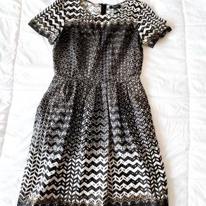 Madewell Black and White Print Dress with Yellow